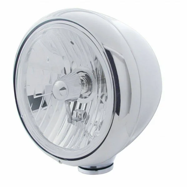 Stainless Guide Headlight - Crystal H4 Bulb - No Turn Signal