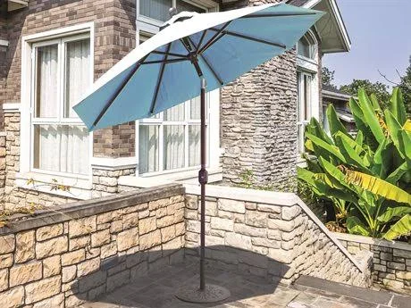 Galtech Quick Ship Aluminum 7.5 Foot Auto Tilt Crank Lift Umbrella White, Sunbrella Terra Cotta - 727-WH-43