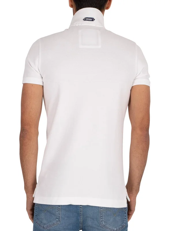 Superdry Organic Cotton Classic Pique Polo Shirt - White - Polo Shirts