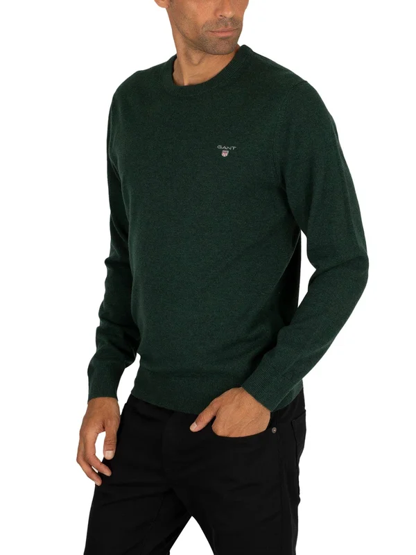Gant Super Fine Lambswool Crew Neck Sweater - Green