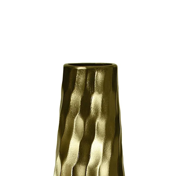 Benjara Metal Vase with Hammered Textured Surface, Gold