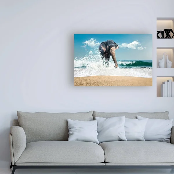 Trademark Art PhotoINC Studio 'Elephant on The Beach' Canvas Art