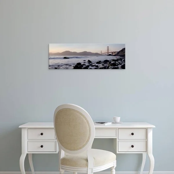 Easy Art Prints Alan Blaustein's 'Marshall Beach Pano #1' Premium Canvas Art - 10 x 30 - Modern Black Frame