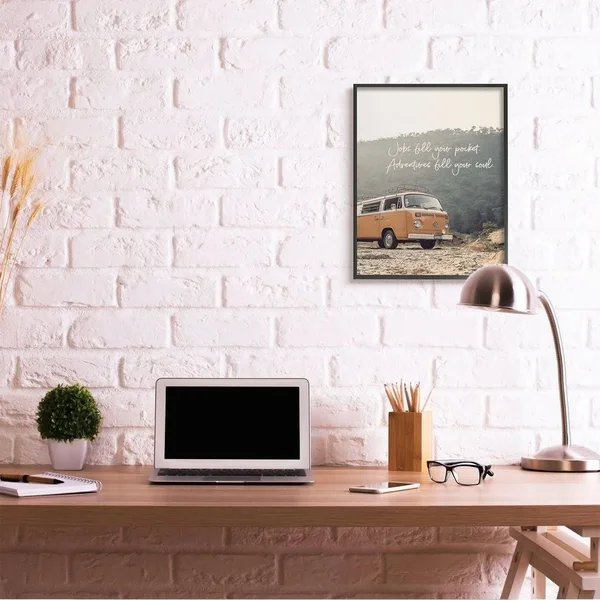 Stupell Industries Adventures Fill Your Soul Sentiments Vintage Iconic Van Framed Wall Art Design by Susan Ball - 24 inch x 30 in