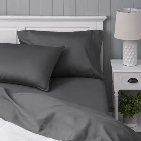 Better Homes & Gardens 300 Thread Count Signature Soft Cotton and Rayon from Bamboo Sheet Set, King, Soot Grey, 4-Pieces