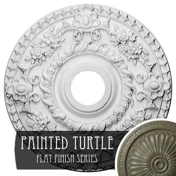 Ekena Millwork CM18ROPTF 18x22OD x 3 1/2x22ID x 1 1/2x22P Rose Ceiling Medallion (Fits Canopies Up to 7 1/4x22) - Hand-Painted Pa
