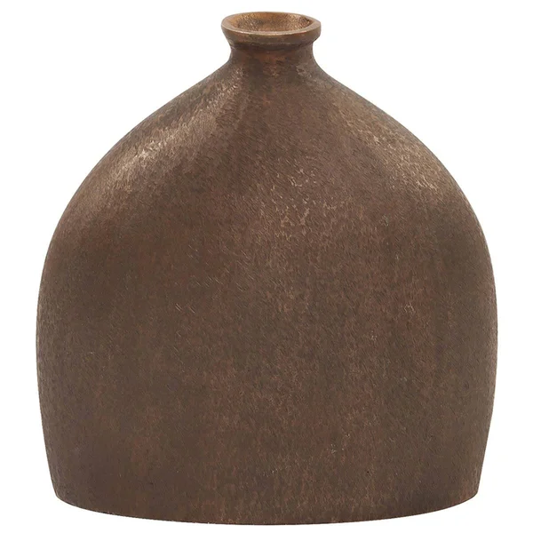 Howard Elliott Textured Flask Vase in Dark Copper 35117
