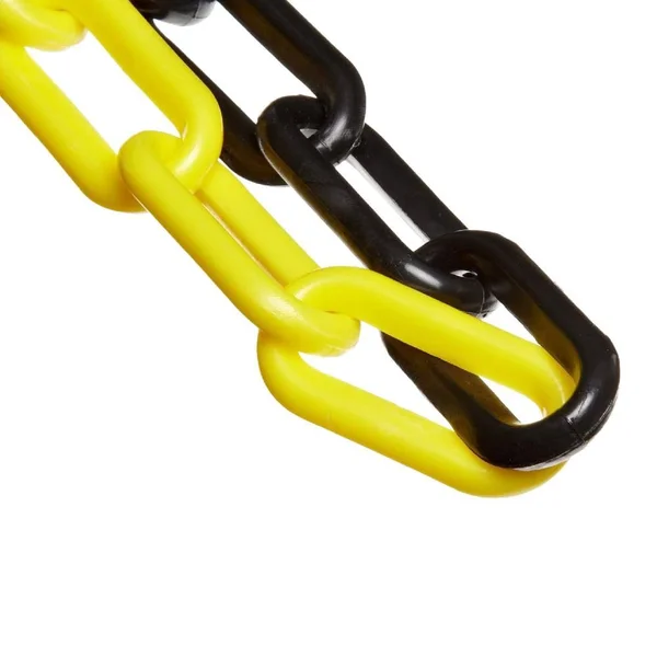 Mr. Chain Alternating Plastic Chain Barrier - 2x22x500&L, Black/Yellow