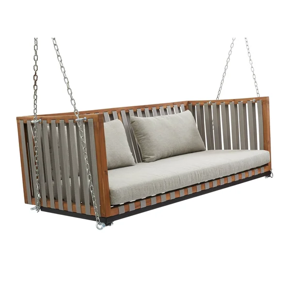 Belham Living Cobalt Springs Wood and Strap Porch Swing Bed - Brown