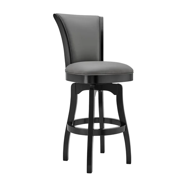 26 Inches Leatherette Swivel Counter Stool with Flared Legs, Gray