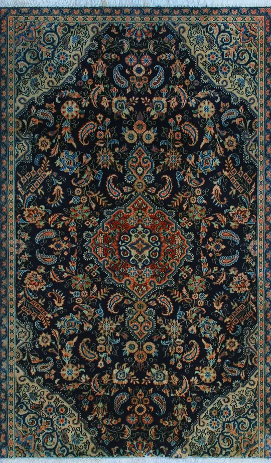 Semi Antique Scot Blue/Ivory Rug, 3&3x22 x 5&4x22
