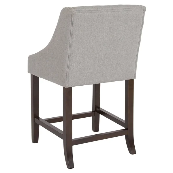 Lancaster Home 24-Inch Transitional Tufted Walnut Counter-Height Stool - Black Leather