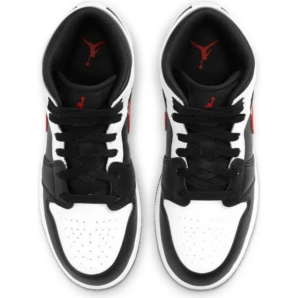 Jordan Boys AJ 1 Mid - Basketball Shoes Black/Chili Red/White Size 04.5