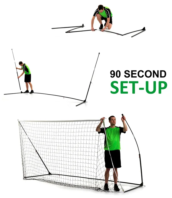 QUICKPLAY Kickster Elite Portable Soccer Goal with Integrated Weighted Base for Indoor & Outdoor Soccer [Single Goal]