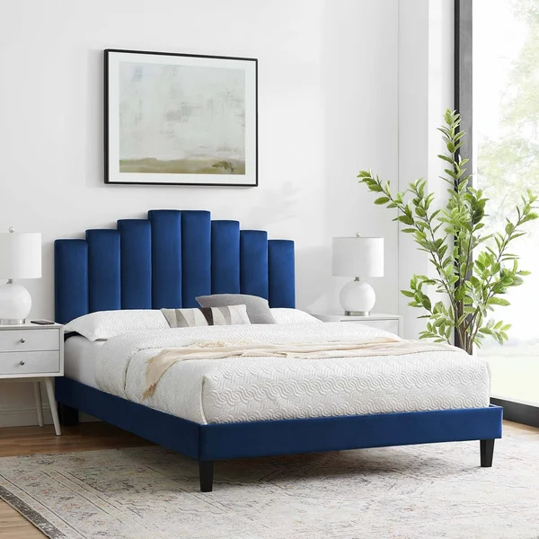 Modway Elise King Performance Velvet Platform Bed MOD-6878, Dusty Rose