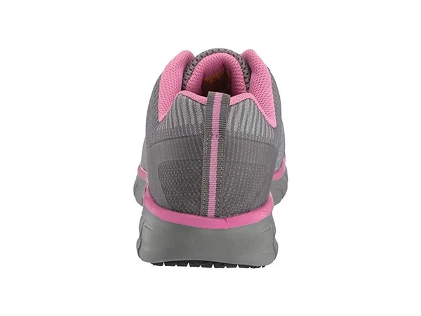 Skechers Women's Work Sure Track Saquenay Alloy Toe Shoe - Size: 5.5, Gray/Pink