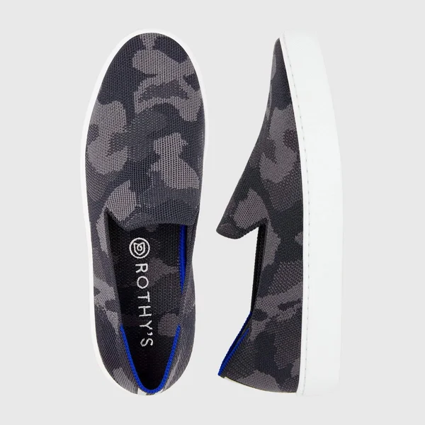 Rothy&s Grey Slip-On Sneakers, Grey Camo, Size 11