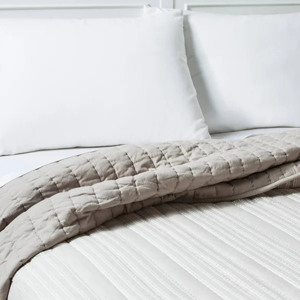Khaki Stitched Stripe Quilt (Full/Queen) - Threshold