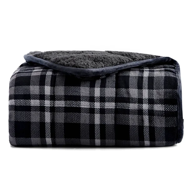Rejuve 10lb. Velvet to Sherpa REVERSE Weighted Throw Blanket, 50x22 L x 60x22 W - Charcoal