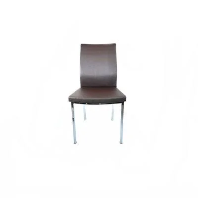 Joille Upholstered Dining Chair Wrought Studio Upholstery Color: Brown, Leg Color: Chrome