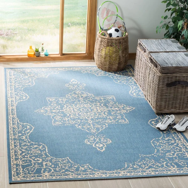 Safavieh Linden LND180L 4&0x22 x 6&0x22 Cream - Aqua Area Rug