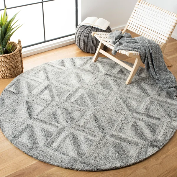 Safavieh Abstract 607 Area Rug - Grey, Black, 6& x 6& Round