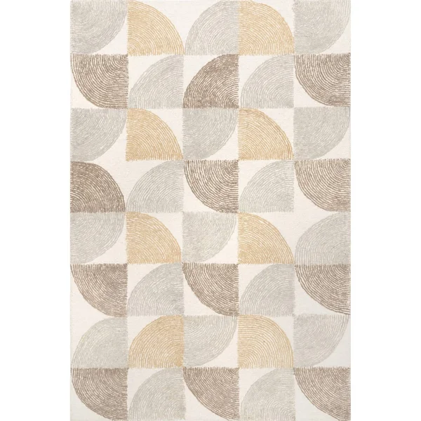 nuLOOM Liv Hand Tufted Wool Geometric Area Rug - 5' x 8' - Beige