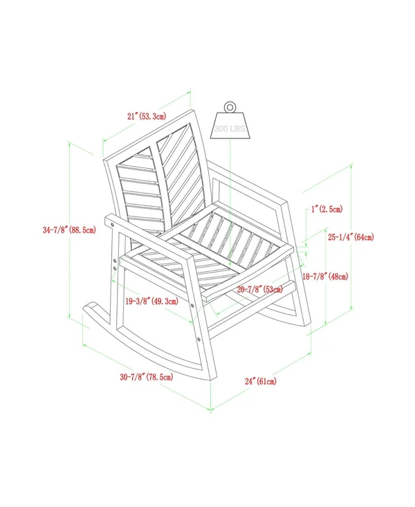 Walker Edison 3 Piece Outdoor Rocking Chair Chat Set - Dark Brown