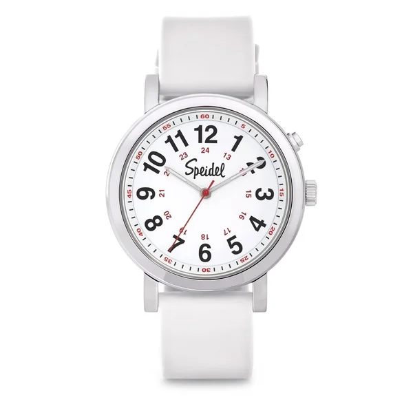 Speidel Scrub Glow Watch for Medical Professionals with Scrub Matching White Silicone Band, Easy to Read Light Up Dial, Second H