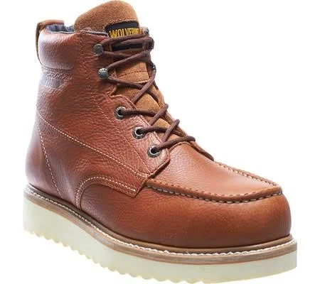 Wolverine Moc Toe Wedge Heel Steel Toe EH Tan 6 inch Work Boot