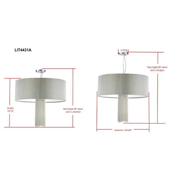 Safavieh Schroom Chrome 3-Light 24x22 Adjustable Pendant