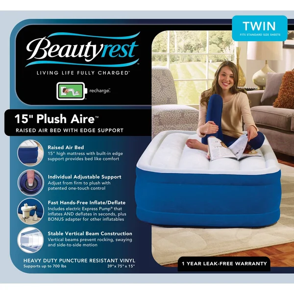 Simmons Beautyrest Plushaire 15 inch Twin-size Express Air Mattress
