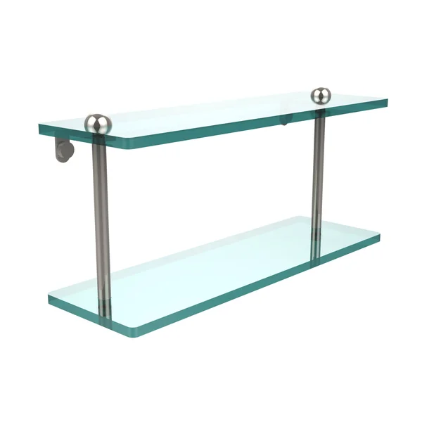 Allied Brass 16 inch Two Tiered Glass Shelf Polished Nickel