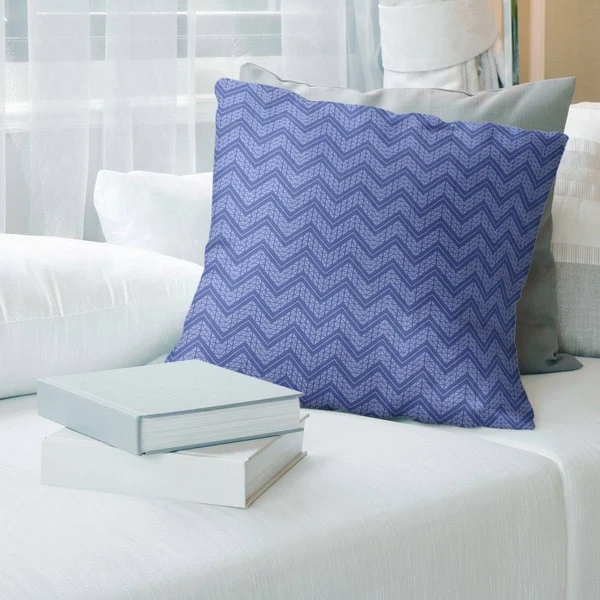 Porch & den Bayberry Cool Chevron Pattern Throw Pillow - 18 x 18 - Blue - Linen