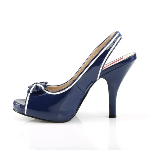 Pleaser Pink Label PINUP-10, 4 1/2x22 Slingback Sand - Blue/White 9