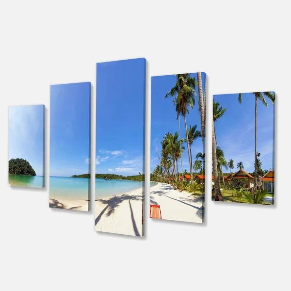 Designart &Tropical Beach Panorama& landscapes Sea & Shore Photographic on Wrapped Canvas Set - 60 in. Wide x 28 in. High