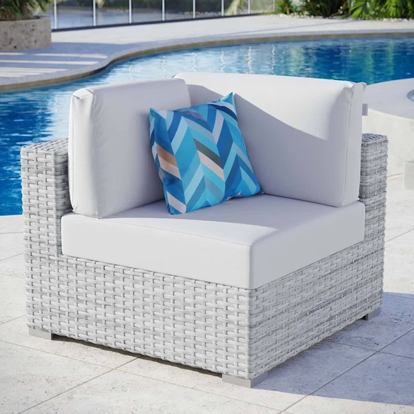 Convene Outdoor Patio Corner Chair Light Gray Charcoal Modway