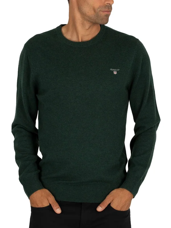 Gant Super Fine Lambswool Crew Neck Sweater - Green