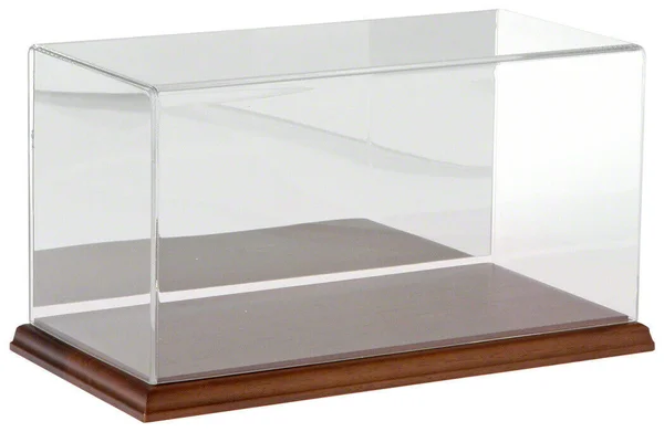 Plymor Clear Acrylic Display Case with Hardwood Base (Mirror Back), 12x22 W x 6x22 D x 6x22 H
