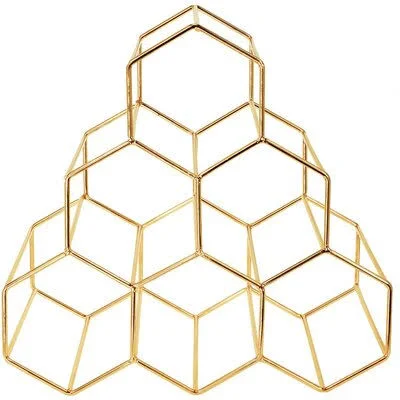 Tabletop Honeycomb Wine Rack - 6 Bottle Wine Holder for Wine Storage - No Assembly Required - Modern Black Metal Wine Rack - Win