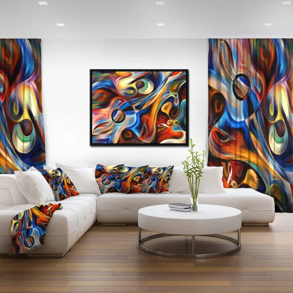 Designart & Abstract Music and Rhythm & Abstract Framed Canvas Art Print, Size: 34 inch x 18 inch