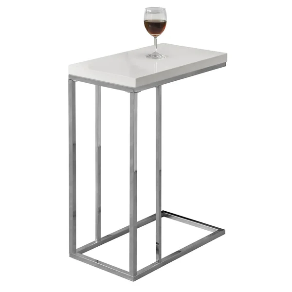 Monarch Specialties Monarch Glossy White Chrome Contemporary Coffee Table & End Table