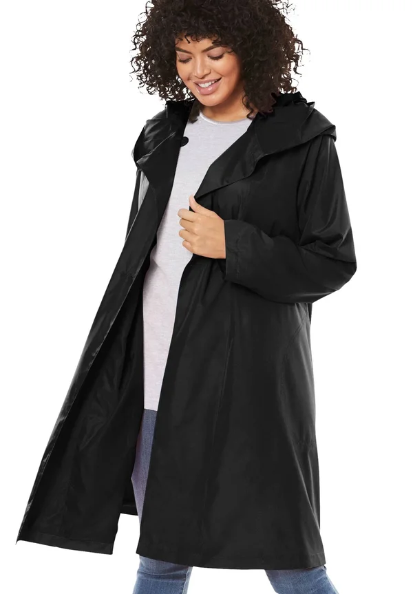 Plus Size Women's Packable Hooded Raincoat by Woman Within in Black (Size 16 W)