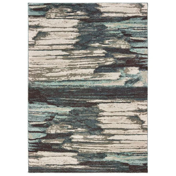 3&10x22x5&5x22 Camryn Jade Layers Rug Blue/Ivory - Captiv8e Designs