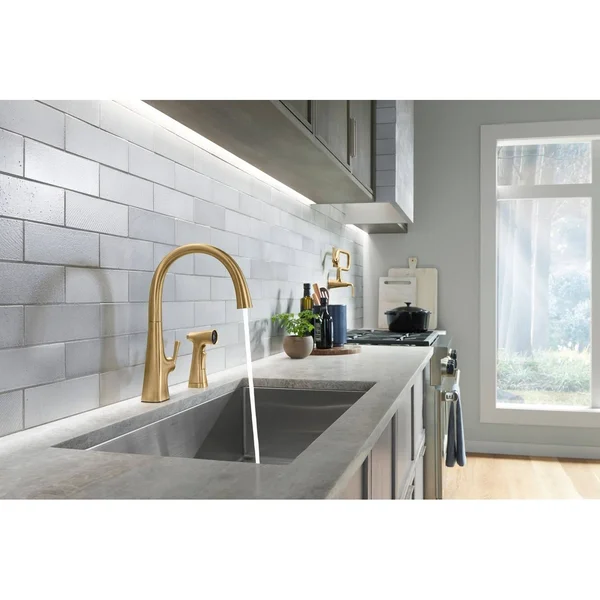 Kohler 22064-BL Graze Kitchen Sink Swing Spout Faucet with Sidespray - Matte Black