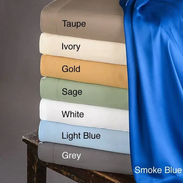 Superior Rayon from Bamboo 300 Thread Count Solid Sheet Set King-Smoke Blue