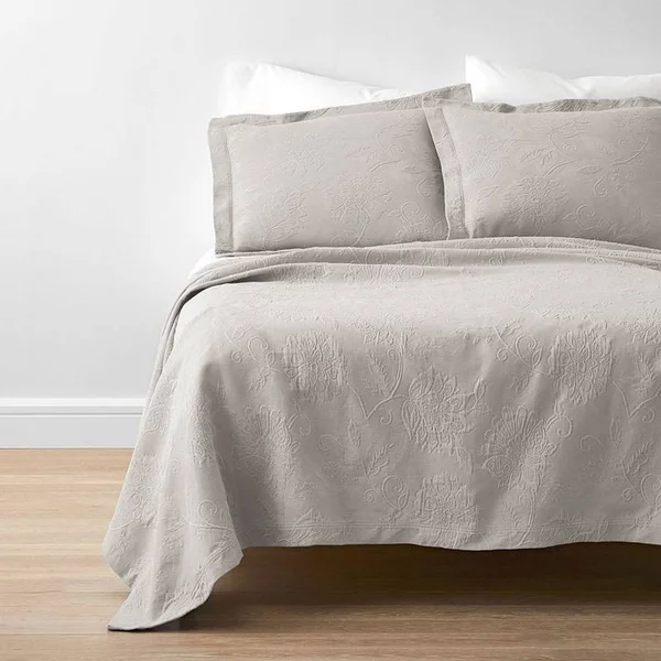 Putnam Cotton Matelassé Coverlet - Dune - Brown - Size King, The Company Store
