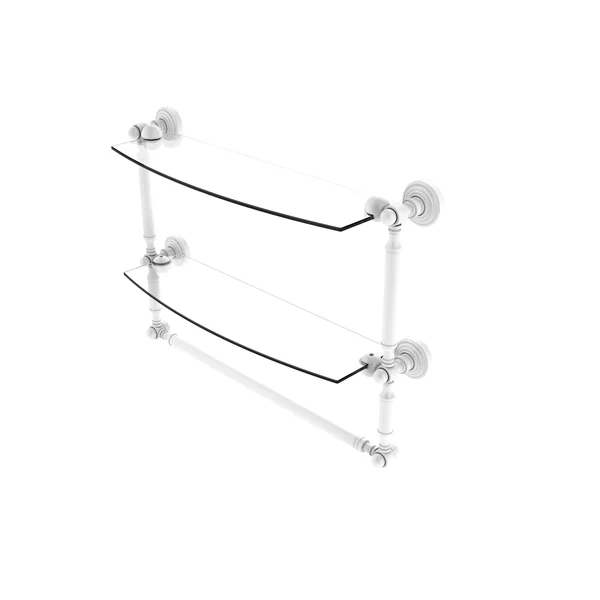 Allied Brass Waverly Place Collection Two Tiered Glass Shelf with Integrated Towel Bar - Polished Chrome - 24 inch