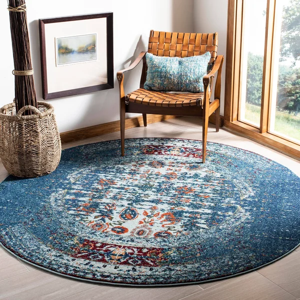 Safavieh Monaco MNC208V Blue - Ivory Rug 6&7x22 x 6&7x22 Square