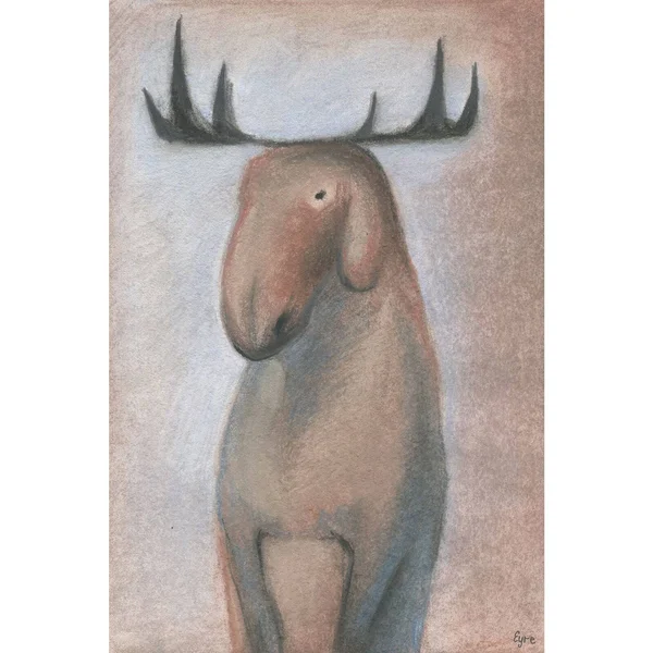 Marmont Hill 'Happy Moose' Painting Print on Wrapped Canvas - Brown